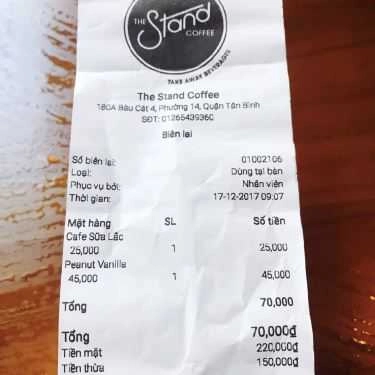 Thực đơn- The Stand Coffee