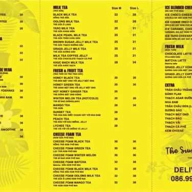 Thực đơn- The Sunny Coffee & Tea