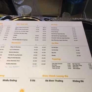 Thực đơn- The Sunny Coffee & Tea