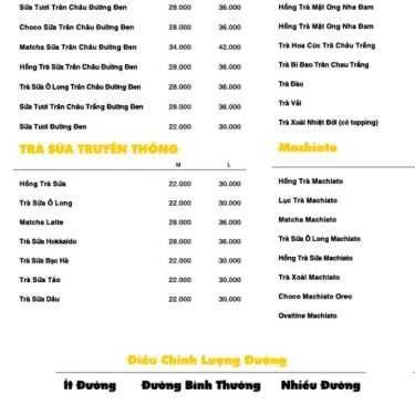 Thực đơn- The Sunny Coffee & Tea