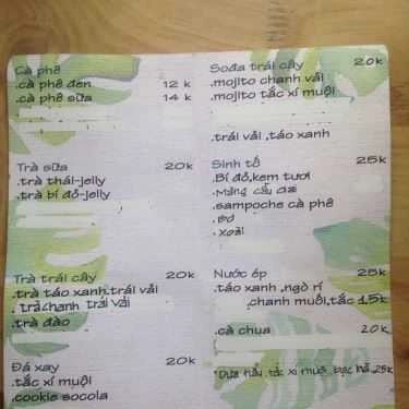 Thực đơn- The Tropic Coffee