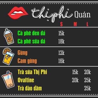 Thực đơn- Thị Phi Quán - Cafe & Trà Sữa