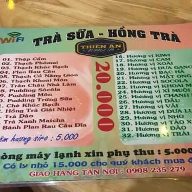 Thực đơn- Ăn vặt Thiên Ân - Trà Sữa Thạch Nhà Làm