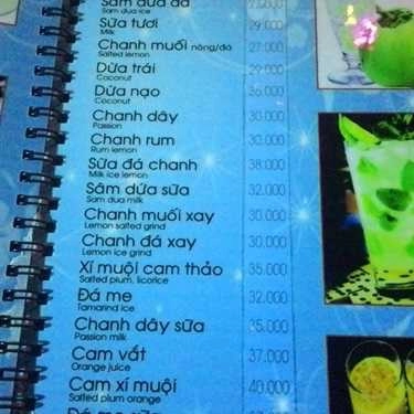 Thực đơn- Thiên Nhã Cafe