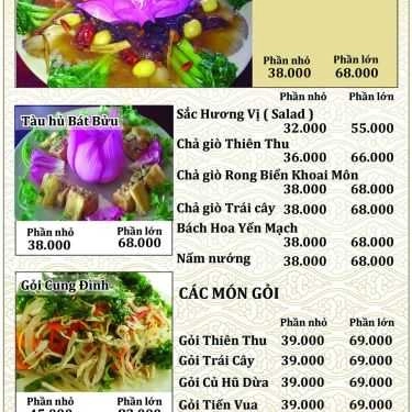 Thực đơn- Quán Ăn Thiên Thu Tịnh Quán - Ẩm Thực Chay