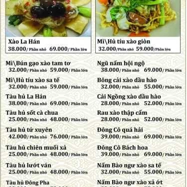 Thực đơn- Quán Ăn Thiên Thu Tịnh Quán - Ẩm Thực Chay