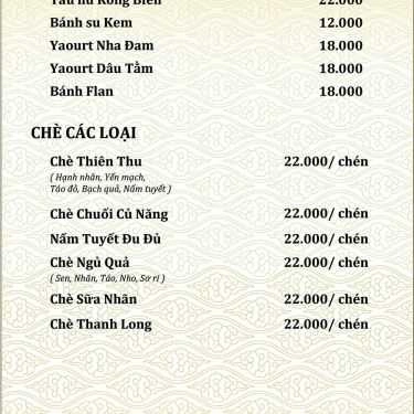 Thực đơn- Quán Ăn Thiên Thu Tịnh Quán - Ẩm Thực Chay