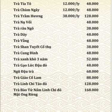 Thực đơn- Quán Ăn Thiên Thu Tịnh Quán - Ẩm Thực Chay