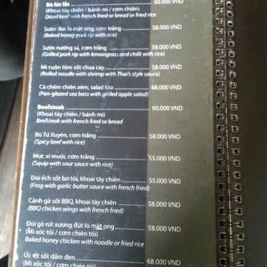 Thực đơn- Thinks and Events Cafe