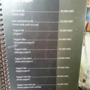 Thực đơn- Thinks and Events Cafe