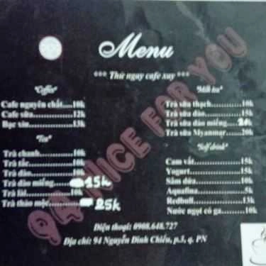Thực đơn- Thử Ngay Cafe Xay