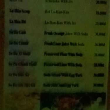 Thực đơn- Thúy Cát Cafe