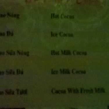 Thực đơn- Thúy Cát Cafe