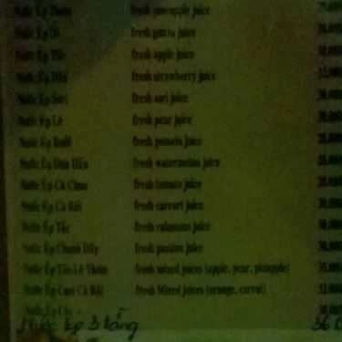 Thực đơn- Thúy Cát Cafe