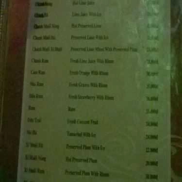 Thực đơn- Thúy Cát Cafe