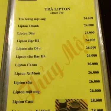 Thực đơn- Thủy Mộc Cafe - Lê Lợi