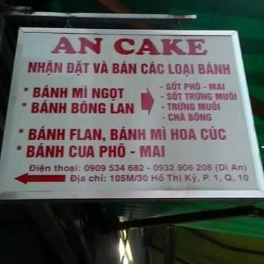 Thực đơn- Tiệm Bánh An Cake