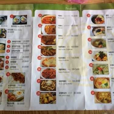 Thực đơn- Tiệm Bánh Cung Đình - Hàn Quốc