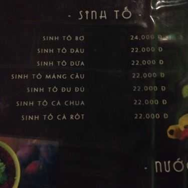 Thực đơn- Tiến Đạt Coffee - Nguyễn Minh Hoàng