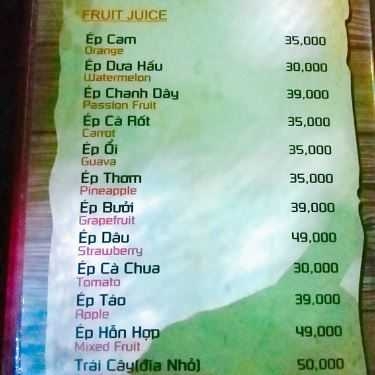Thực đơn- Tiếng Thu Cafe