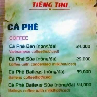 Thực đơn- Tiếng Thu Cafe