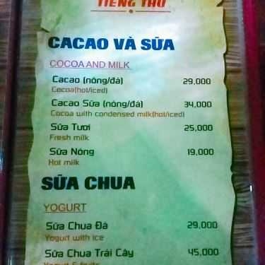 Thực đơn- Tiếng Thu Cafe
