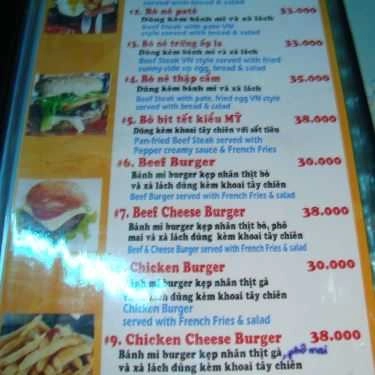 Thực đơn- Cafe Tip Top - Nguyễn Văn Nghi