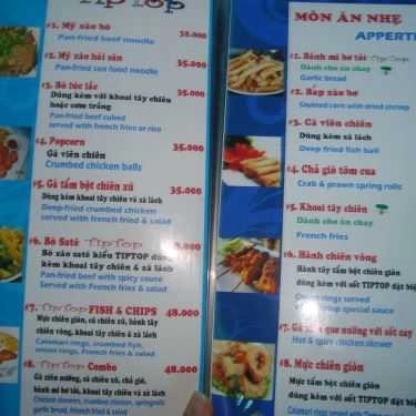 Thực đơn- Cafe Tip Top - Nguyễn Văn Nghi