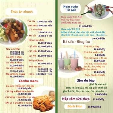 Thực đơn- Cafe Tít Mít - Kem Cuộn - Thạch Lam