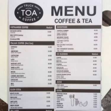 Thực đơn- Toa Coffee & Tea