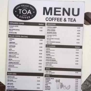 Thực đơn- Toa Coffee & Tea