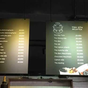 Thực đơn- Tohi Coffee & Tea