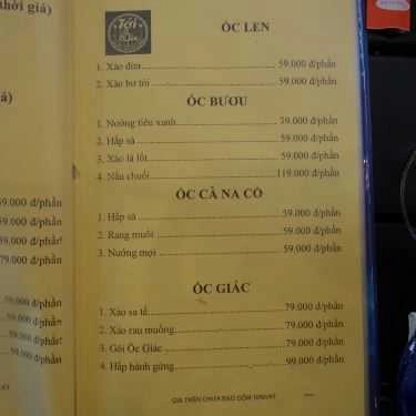 Thực đơn- Quán Nhậu Tới Bến Quán - Hải Sản & Đặc Sản 3 Miền - Ung Văn Khiêm