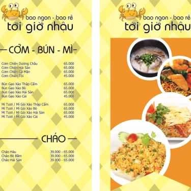 Thực đơn- Quán Nhậu Tới Giờ Nhậu - Hải Sản & Các Món Nhậu Bình Dân