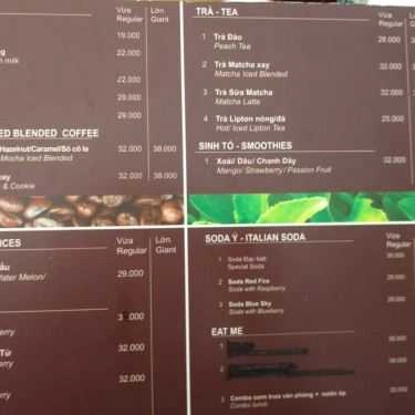 Thực đơn- Tony - Cafe & Cơm Văn Phòng