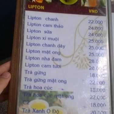 Thực đơn- Tony Riverside Coffee