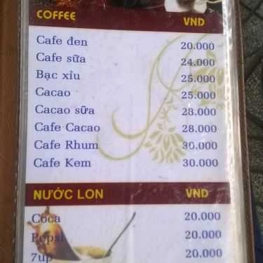 Thực đơn- Tony Riverside Coffee