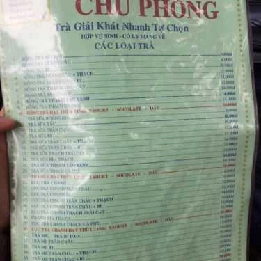 Thực đơn- Ăn vặt Trà Chú Phong