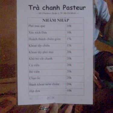 Thực đơn- Cafe Trà Chanh Sài Phố