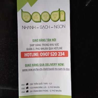Thực đơn- Ăn vặt Baodi - Trà Sâm Bí Đao - Trần Quốc Thảo