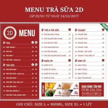 Thực đơn- Ăn vặt Trà Sữa 2D - Phùng Khắc Khoan