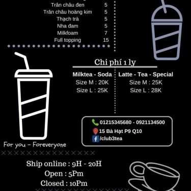 Thực đơn- 3Tea.Club - Tea Drinks - Shop Online