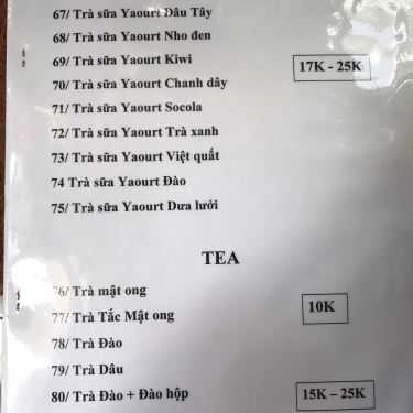 Thực đơn- Cafe Trà Sữa 43