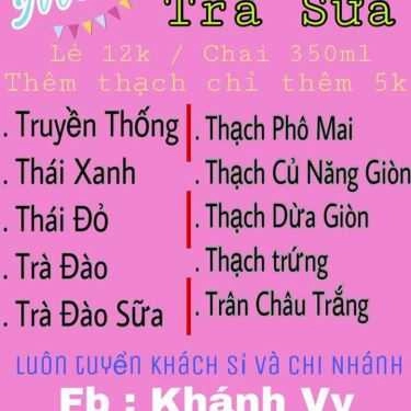 Thực đơn- Trà Sữa Khánh Vy - Shop Online