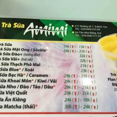 Thực đơn- Cafe Trà Sữa Amimi