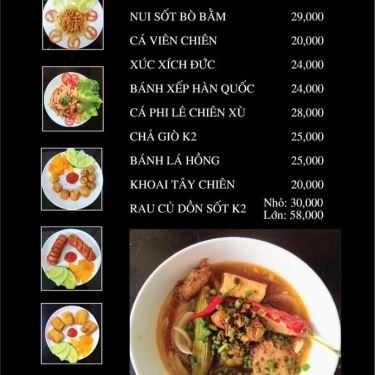 Thực đơn- Cafe Trà Sữa - Ăn Vặt K2