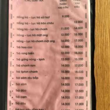 Thực đơn- Cafe Trà Sữa Apa - Phú Châu
