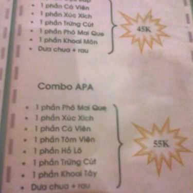 Thực đơn- Cafe Trà Sữa APA