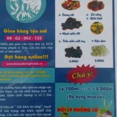 Thực đơn- Cafe Trà Sữa Băng Thành  - Minh Phụng