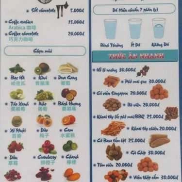 Thực đơn- Cafe Trà Sữa Băng Thành  - Minh Phụng